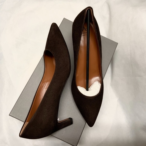 Aquatalia Marianna Suede Pointed Toe Pump Espresso - Picture 15 of 16